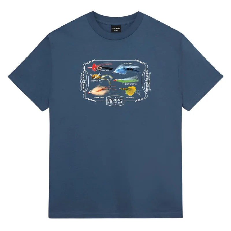 Soft T-shirt Fabric-PASS~PORT SKATEBOARDS LURES TEE BLUE