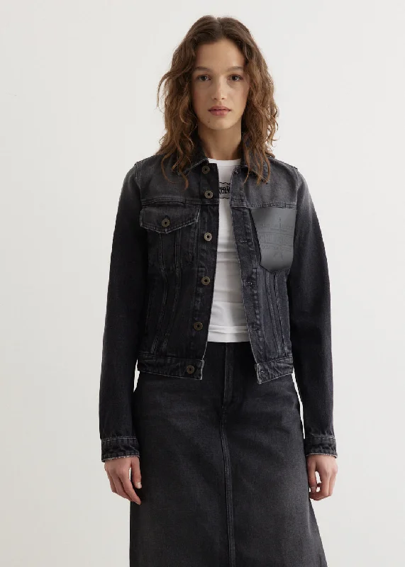 Stylish Anorak Jacket-Denim Jacket With Leather Pocket