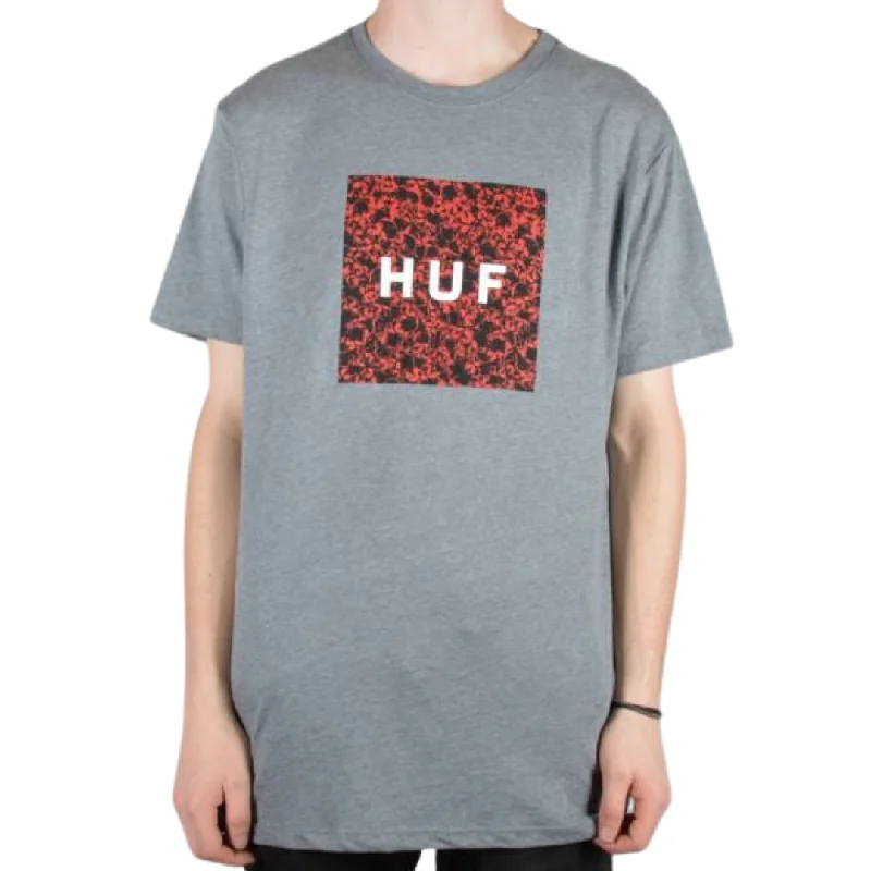 Cute Graphic T-shirt-Huf Skulls Box Logo T-Shirt - Heather Grey