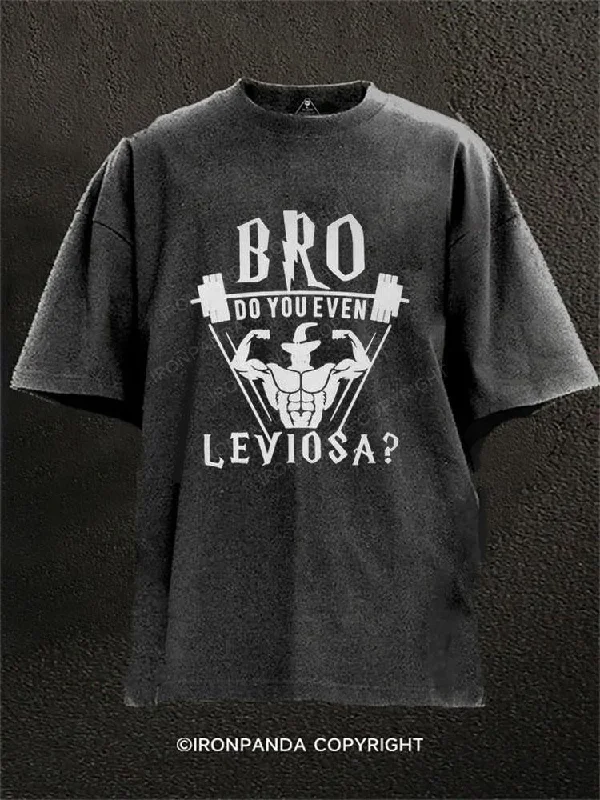 Geometric Design T-shirt-BRO Do You Even Leviosa Washed Gym Shirt