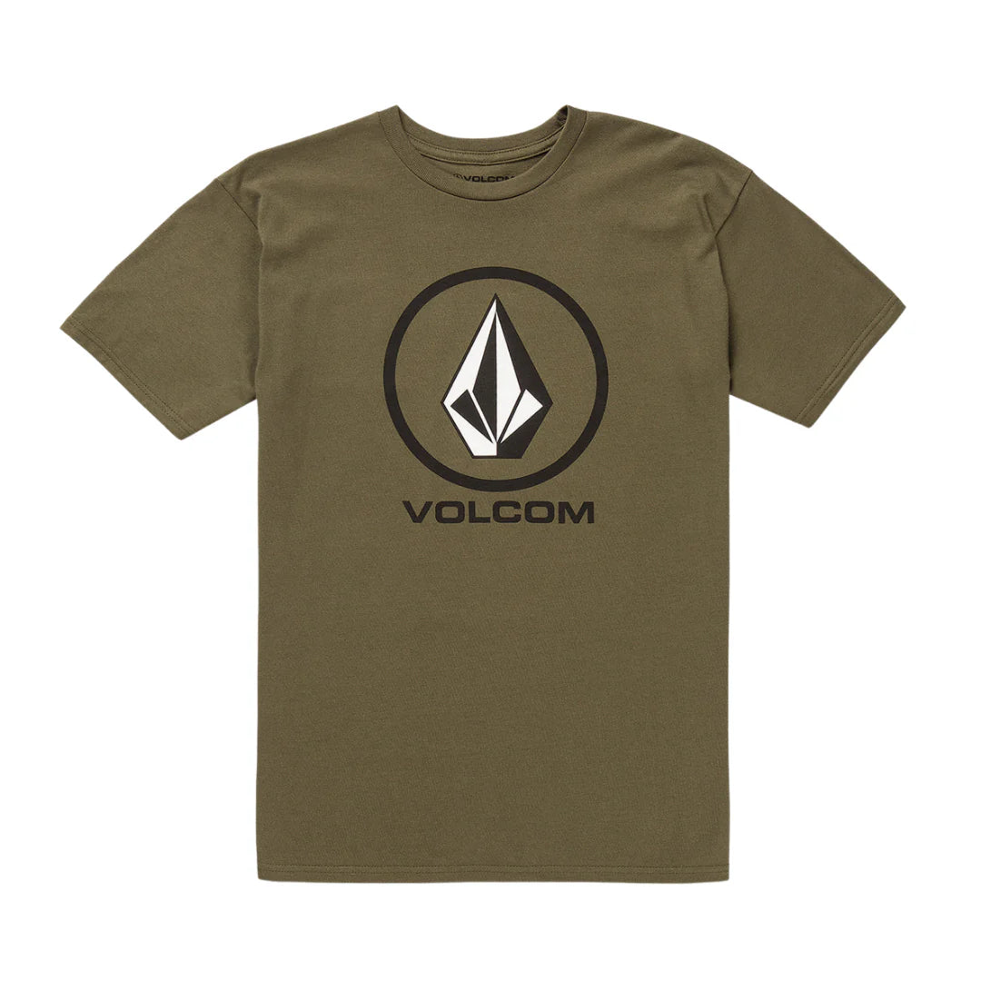 Soft Cotton Crewneck T-shirt-Volcom Crisp Stone Short Sleeve T-Shirt - Military Green