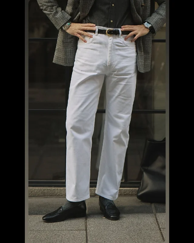 Casual Everyday Pants-White Heavy Twill Jeans