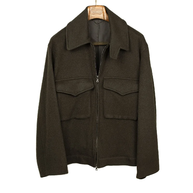 Trendy Varsity Jacket-Work jacket in dark brown melton wool