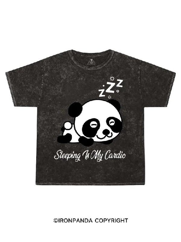 Tropical Graphic T-shirt-Sleeping Is My Cardio Kids Washed T-Shirt