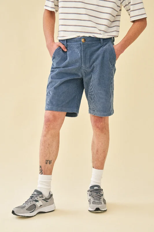 Cool Patterned Shorts-SLATE BLUE CORD SHORTS