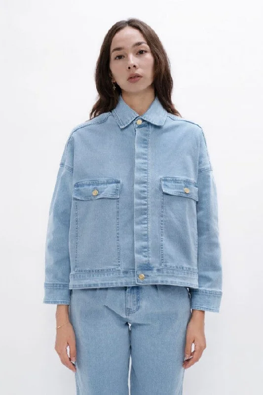 Soft Cotton Zip-up Jacket-Arizona Denim Jacket Sky