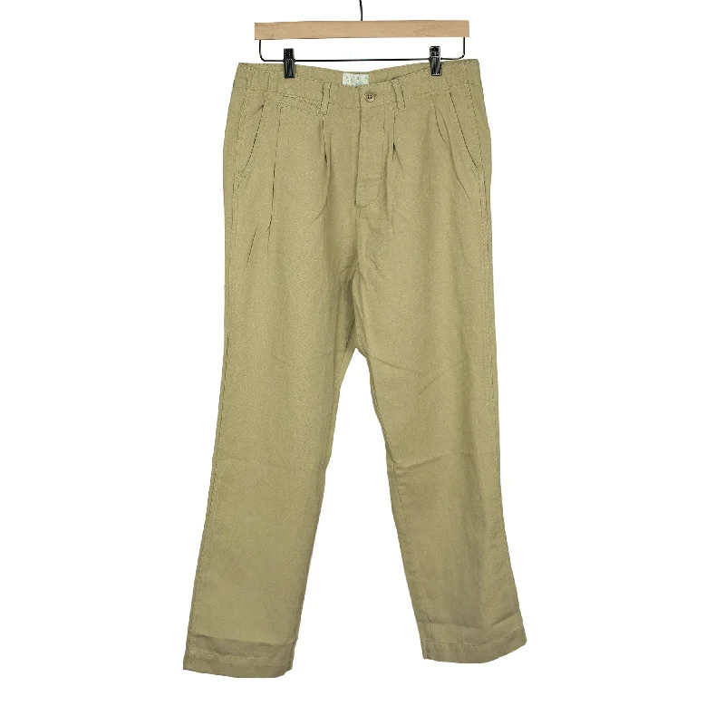 Cozy Fleece Pajama Pants-Military Chino in "camp khaki" cotton & linen slub twill