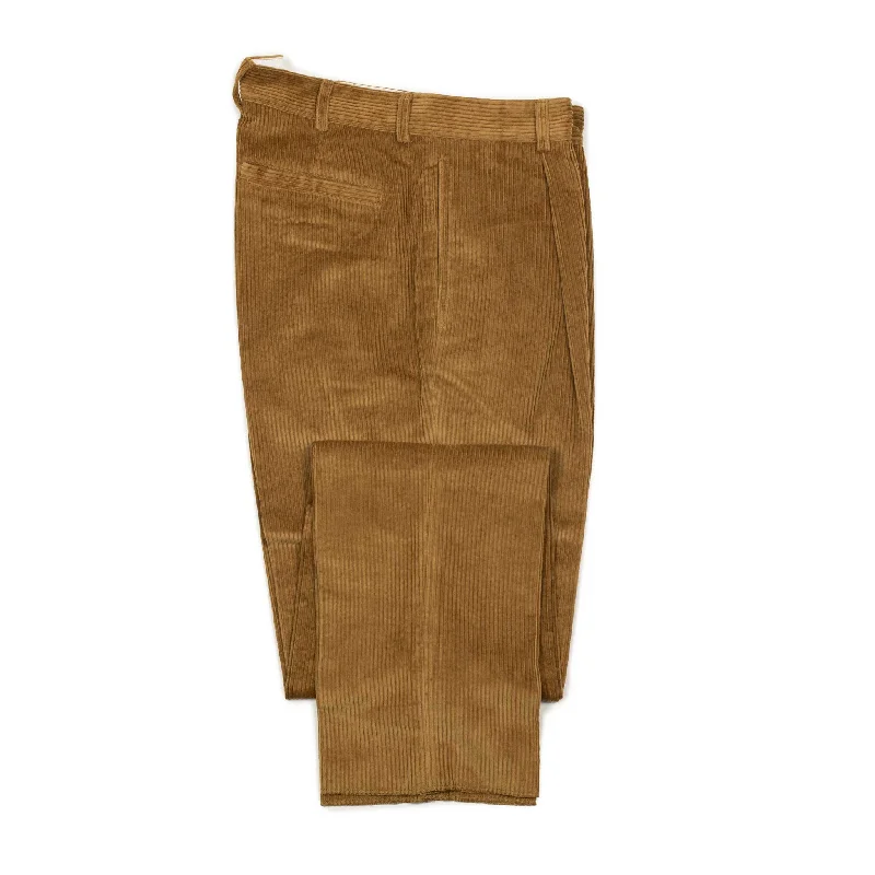 Comfortable Lounge Pants-Aantioco pleated trousers in beige cotton corduroy (suit separates)