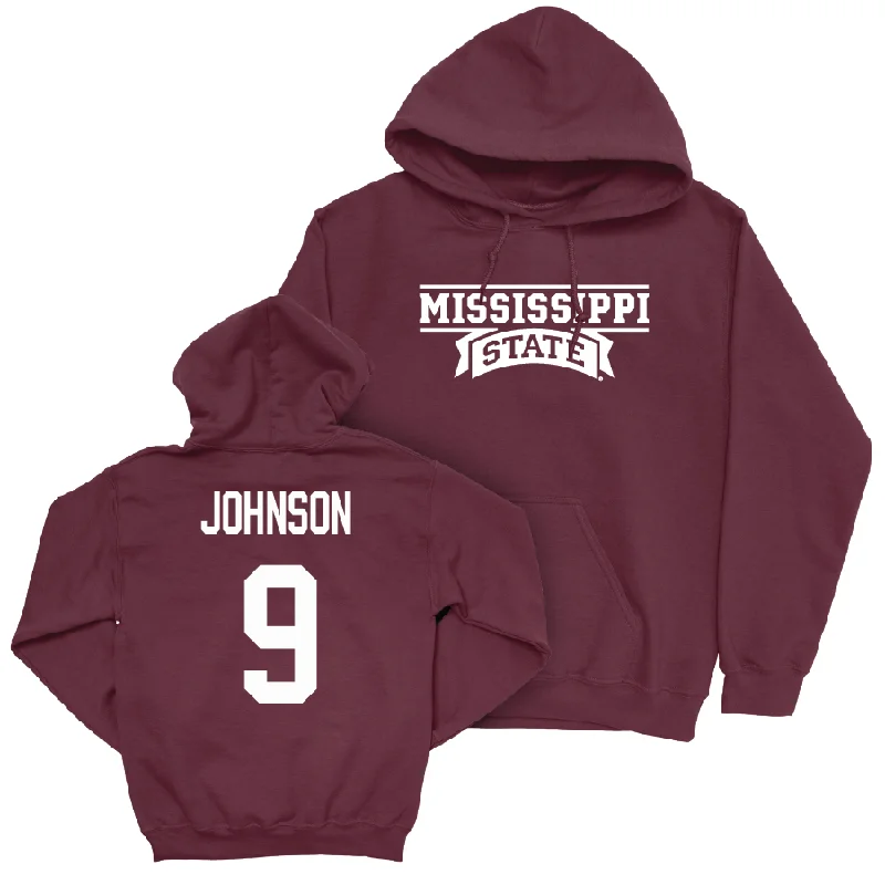 Soft Hoodie With Pockets-Maroon Football Team Hoodie   - Ricky Johnson