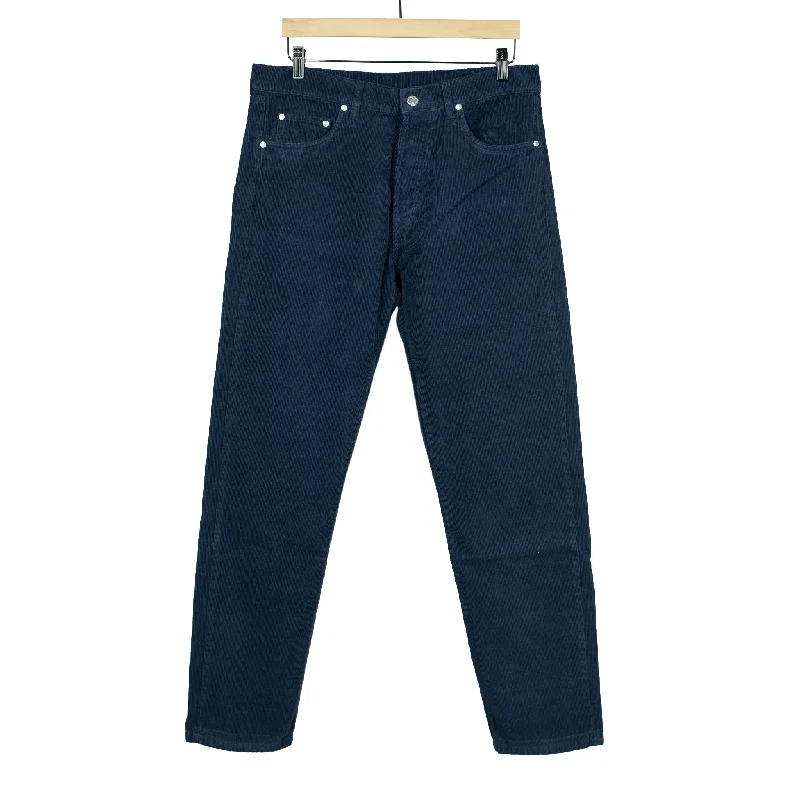 Casual Weekend Pants-AAcero 5-pocket trousers in navy fine wale corduroy