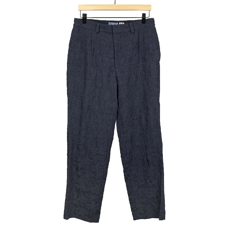 Lightweight Travel Pants-Single-pleat floating jacquard indigo cotton pants