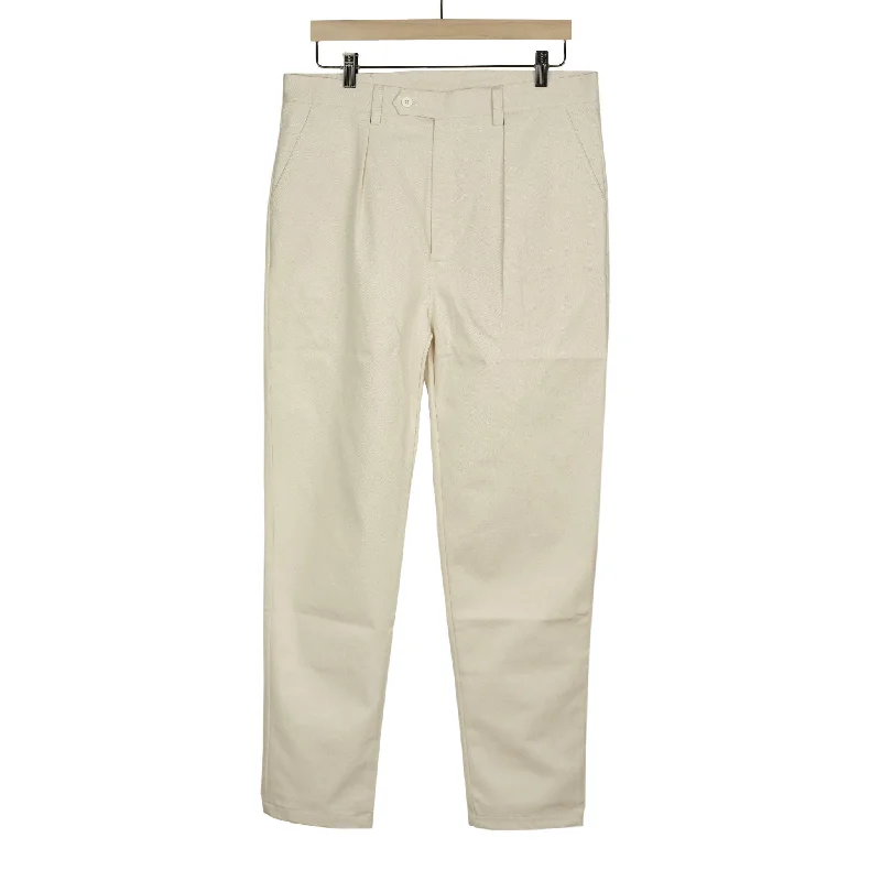 Stylish Palazzo Pants-Comanche single-pleat trousers in natural light drill cotton