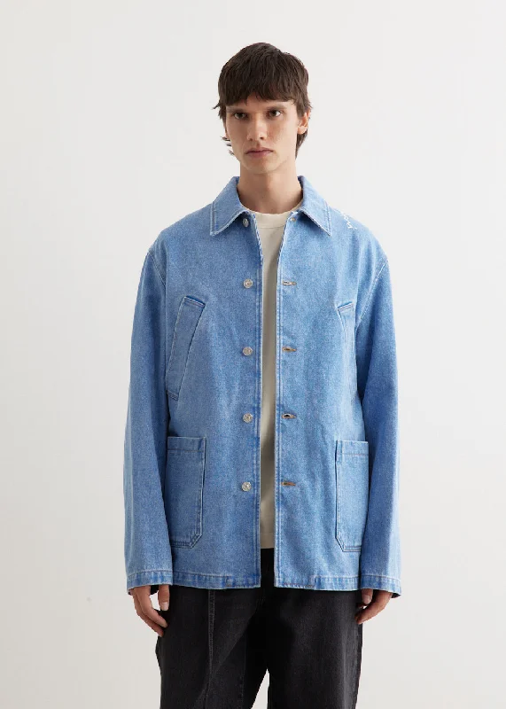 Comfortable Rainproof Jacket-Bleached Denim Jacket