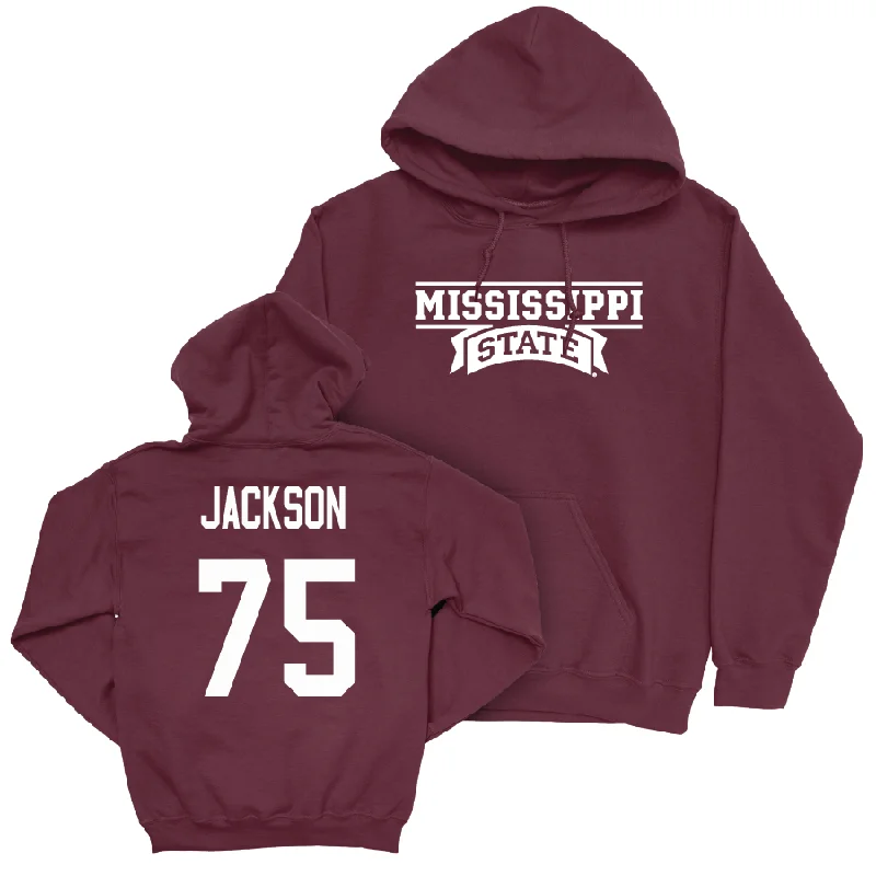 Stylish Hoodie With Logo-Maroon Football Team Hoodie   - Jacoby Jackson