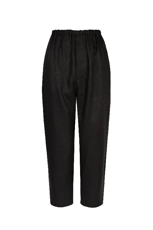 Comfortable Harem Pants-'Salinas' Linen Trousers - Black