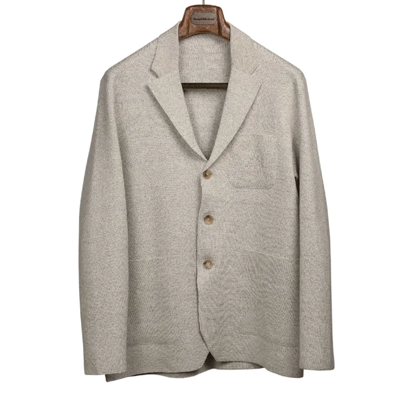 High-visibility Jacket-Molded jacket in ivory silk and linen