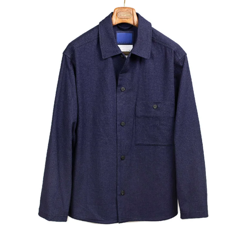 Soft Plush Jacket-Relaxed work shirt in indigo dyed cotton and wool