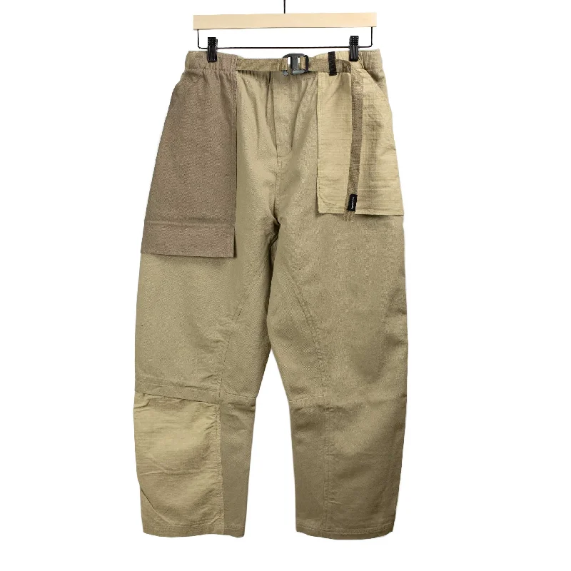 Custom Design Pants-Field pant in sandstone beige cotton paneled twill and ripstop