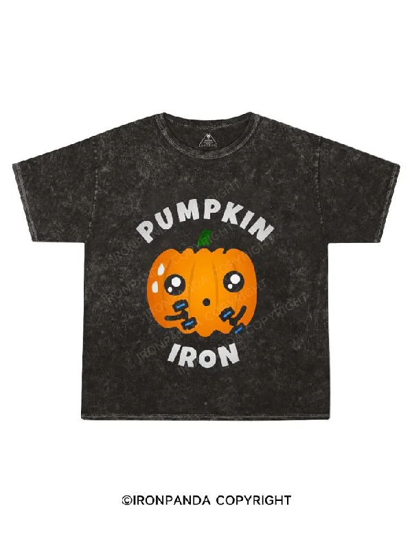 Graphic Tee For Summer-pumpkin iron Kids Washed T-Shirt