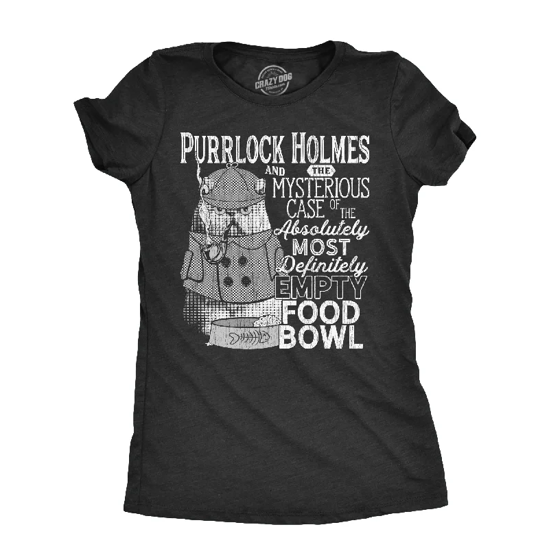 Printed Graphic T-shirt-Purrlock Holmes Women's T Shirt