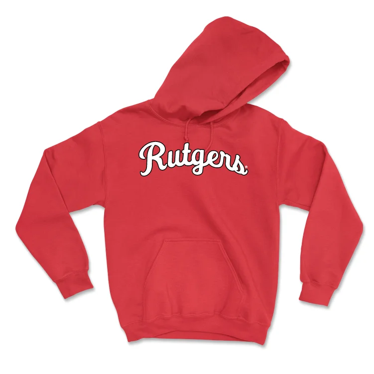 Custom Embroidered Hoodie-Red Football Script Hoodie - Jordan Thompson