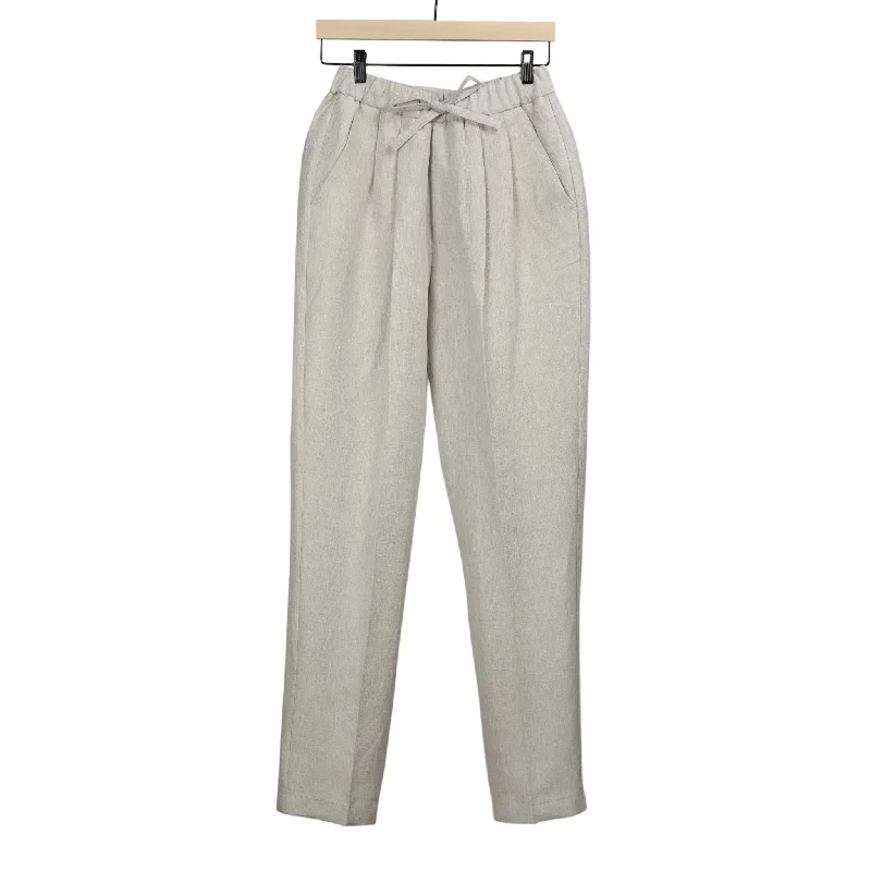 Custom Printed Jogger Pants-Pleated drawstring pants in stone beige midweight linen (restock)