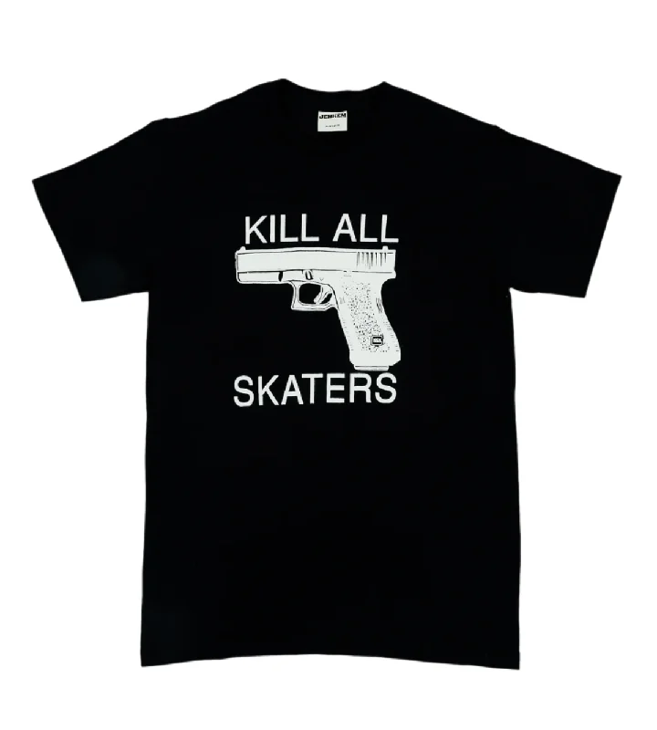 Cotton Graphic T-shirt-JENKEM MAGAZINE KILL ALL SKATERS TEE BLACK