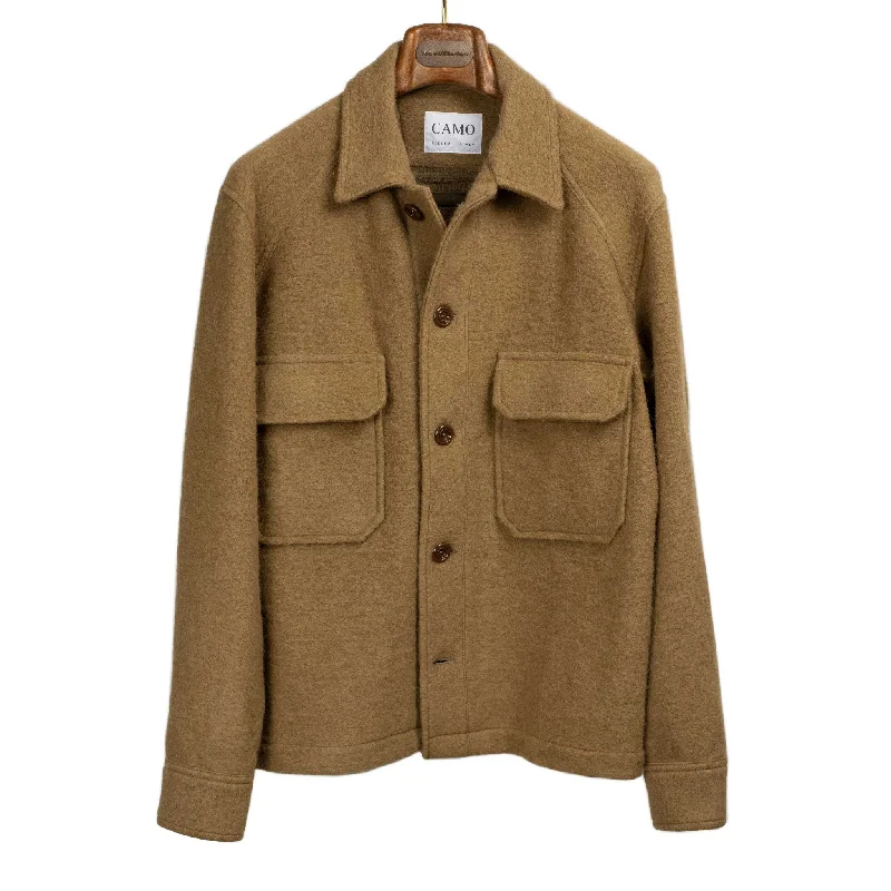 High-performance Jacket-Balio shirt jacket in camel color double-faced plush wool