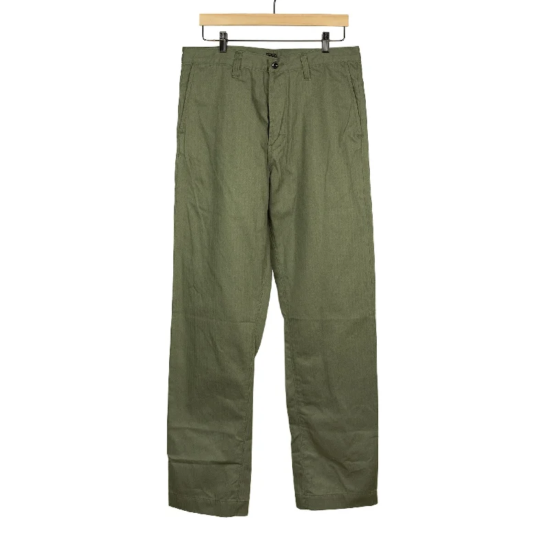 All-season Athletic Pants-Work Pant in olive green one-wash 9oz cotton herringbone (restock)