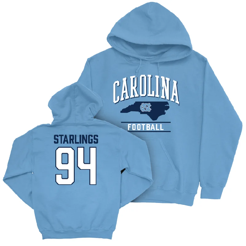 Printed Hoodie For Kids-UNC Football Carolina Blue Arch Hoodie  - Joel Starlings