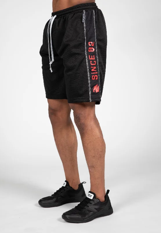 Fun Patterned Shorts-Functional Mesh Shorts - Black/Red