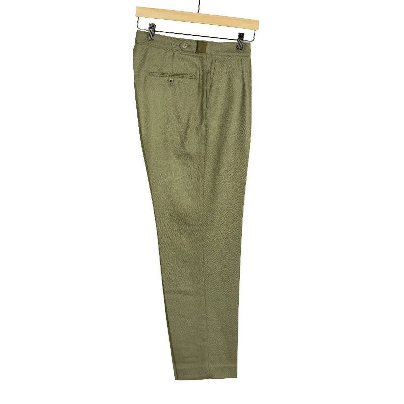 Casual Work Pants-Side tab trousers in deep sage wool twill