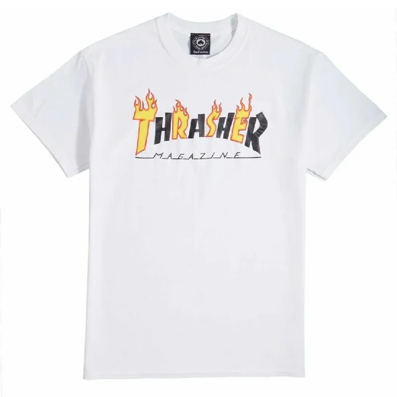 High-quality Cotton T-shirt-Thrasher Magazine Flame Mag Mashup T-Shirt - White