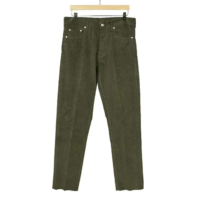 Trendy Pleated High-waisted Pants-AAcero 5-pocket trousers in forest green fine wale cotton corduroy