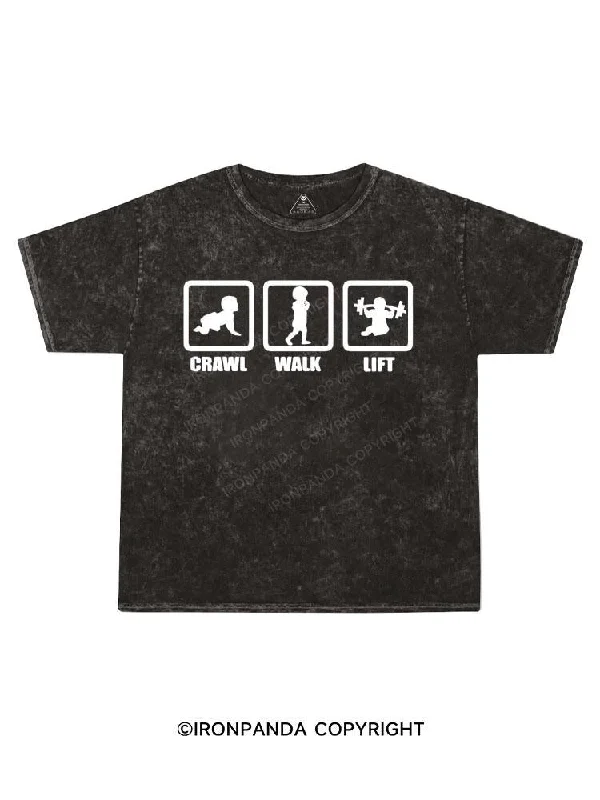 Loose Fit T-shirt-Crawl, Walk, Lift Kids Washed T-Shirt