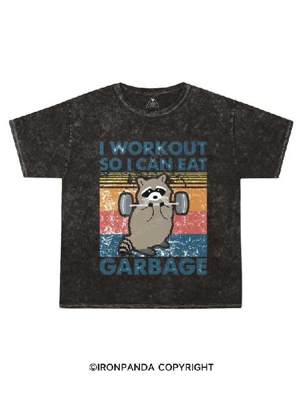 Colorful T-shirt For Kids-I Workout So I Can Eat Garbage Kids Washed T-Shirt