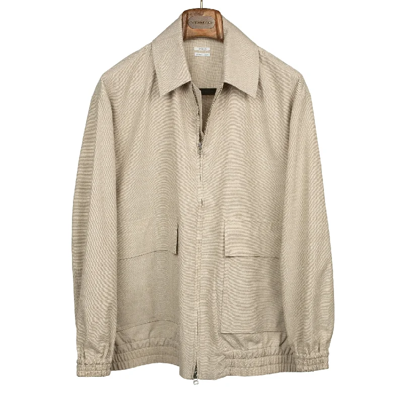 Soft Wool Jacket-Mechanic blouson in oatmeal wool linen cotton (Exclusive)