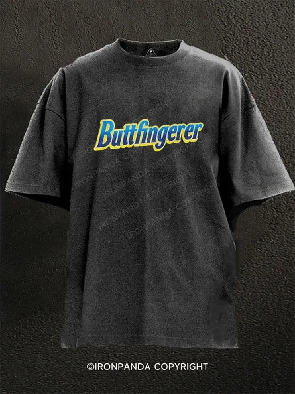 Sports-themed Graphic T-shirt-Buttfingerer Washed Gym Shirt