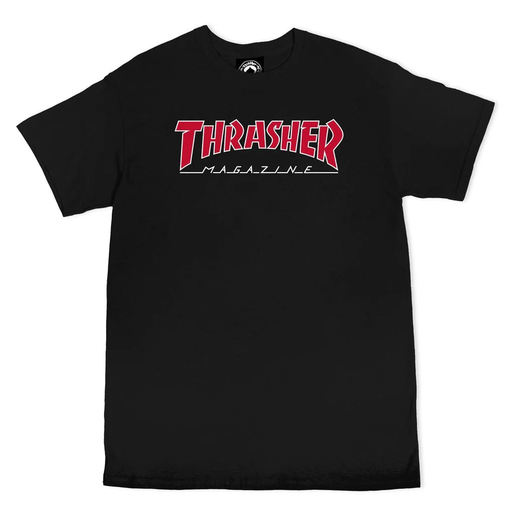 Tropical Print T-shirt-Thrasher Magazine Outlined T-Shirt - Black