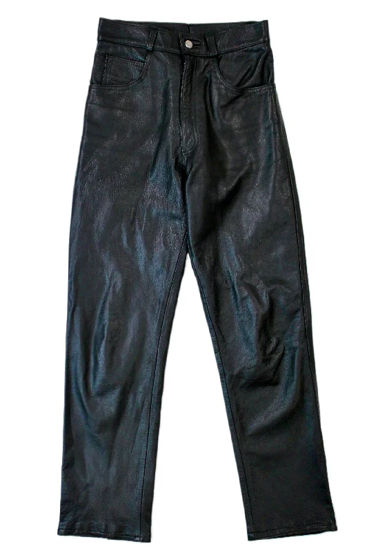 Soft Stretch Denim Pants-Leather Pants