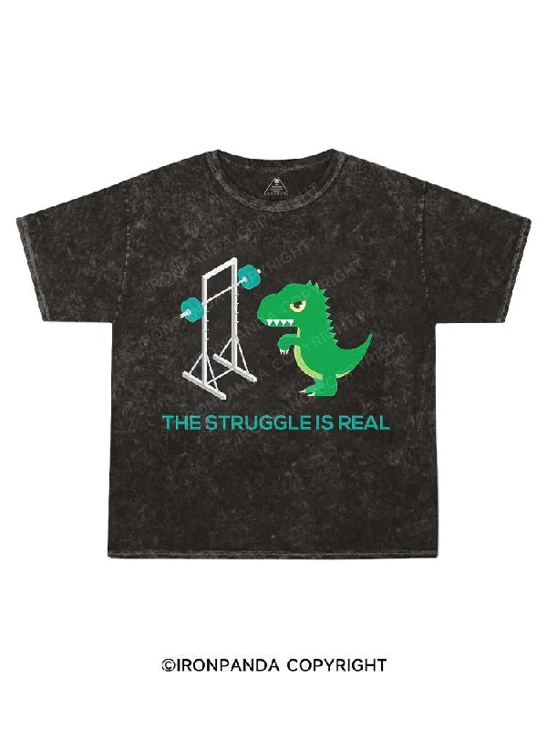 Custom Graphic T-shirt-THE STRUGGLE IS REAL Kids Washed T-Shirt