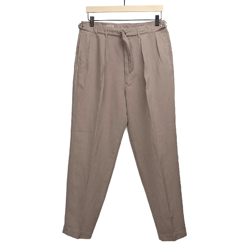 Soft Cotton Pajama Pants-Gurkha pants in warm grey cotton linen gabardine