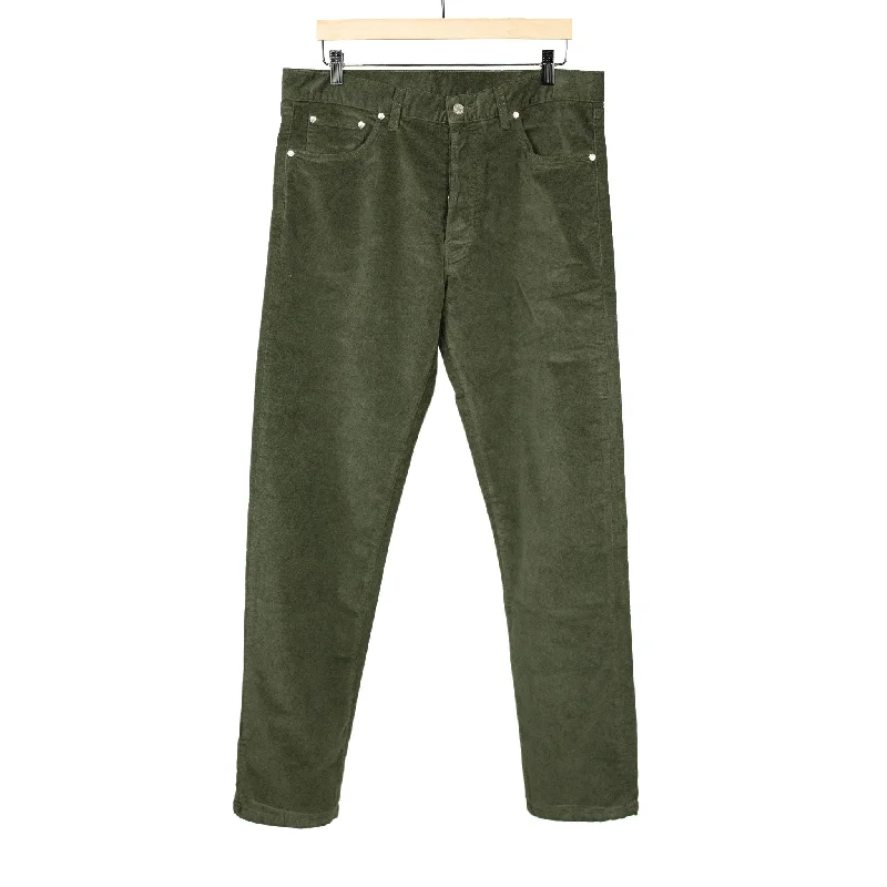 Stylish Pleated Pants-AAcero 5-pocket trousers in forest green velvety cotton