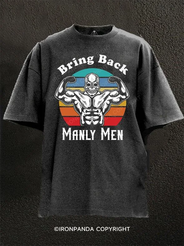 Graffiti Print T-shirt-Bring Back Manly Men Washed Gym Shirt