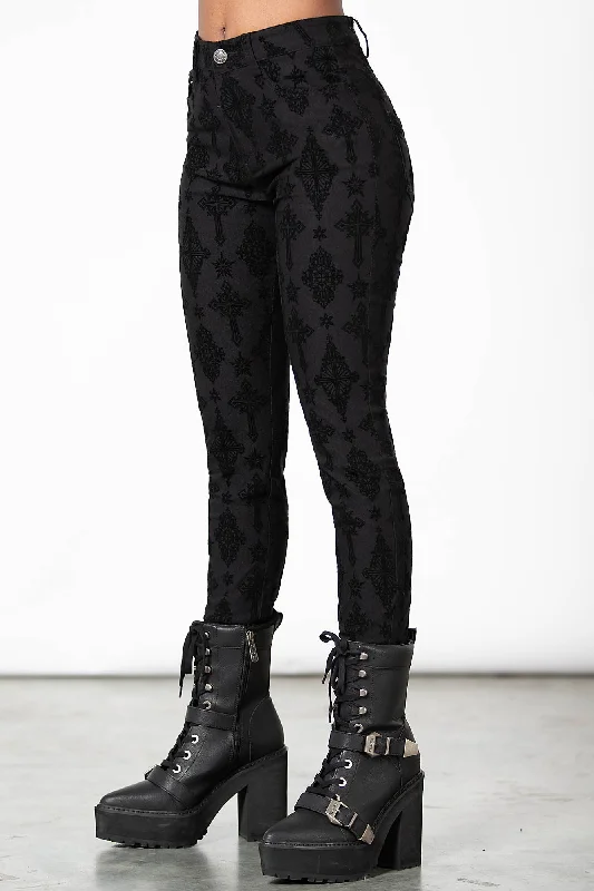 Trendy Cargo Pants-Nora Flocked Trousers