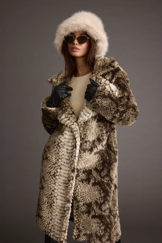 Soft Sherpa Jacket-Vivienne Grey Snake Faux Fur Jacket