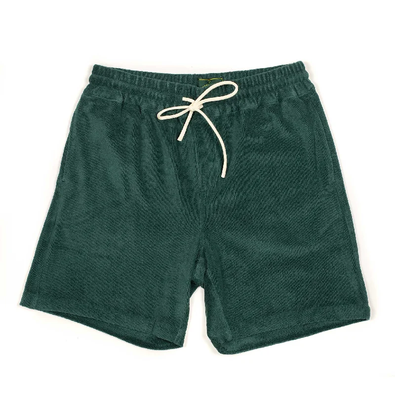 Comfortable Yoga Shorts-Easy shorts in green cotton mix terry