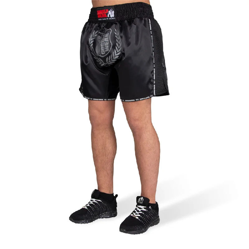 Summer Camp Shorts-Murdo Muay Thai / Kickboxing Shorts - Black/Gray