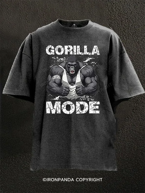 Retro Print T-shirt-Gorilla Modes Washed Gym Shirt