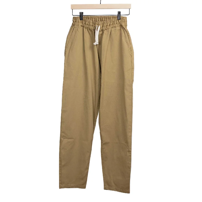 Stylish Pleated Pants-Drawstring Deck trousers in beige cotton twill